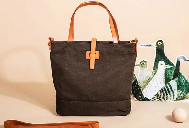 Leather Handbag Canvas Tote Bag Shoulder Bag Purse For Women