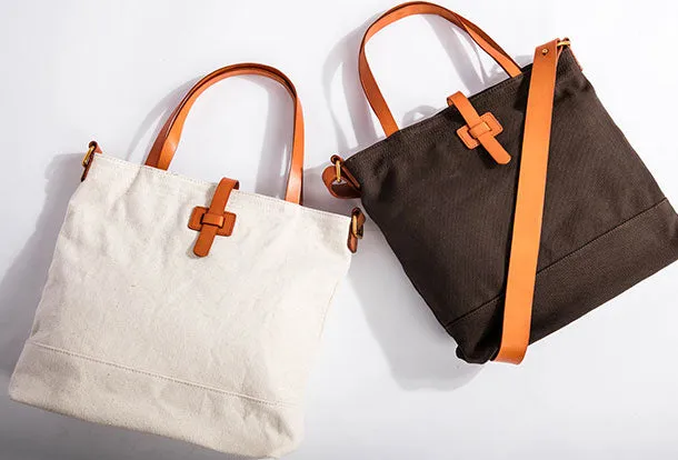 Leather Handbag Canvas Tote Bag Shoulder Bag Purse For Women