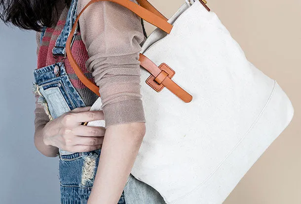 Leather Handbag Canvas Tote Bag Shoulder Bag Purse For Women