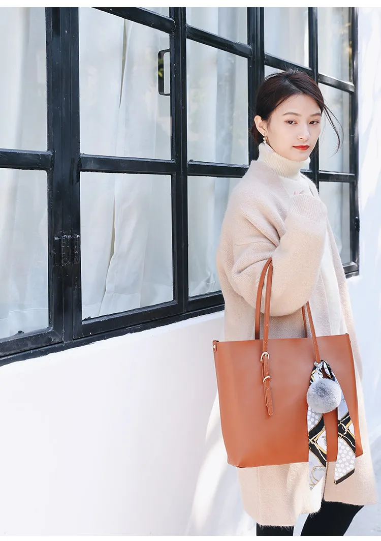 Leather Womens Stylish Brown Tote Bag Shoulder Bag For Women