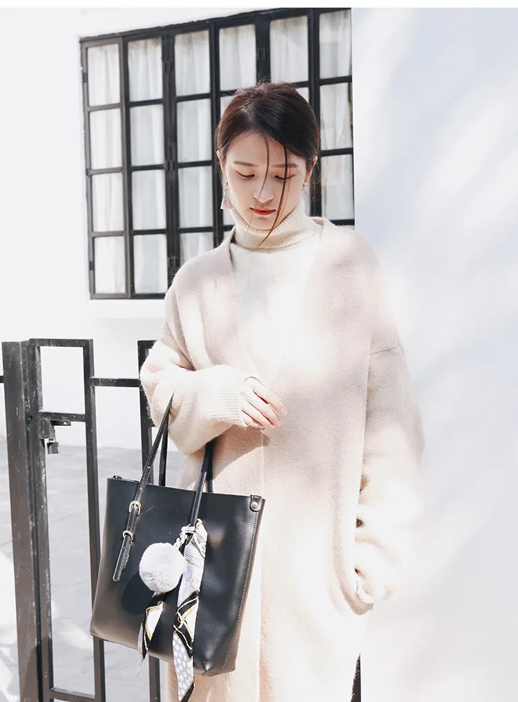 Leather Womens Stylish Brown Tote Bag Shoulder Bag For Women