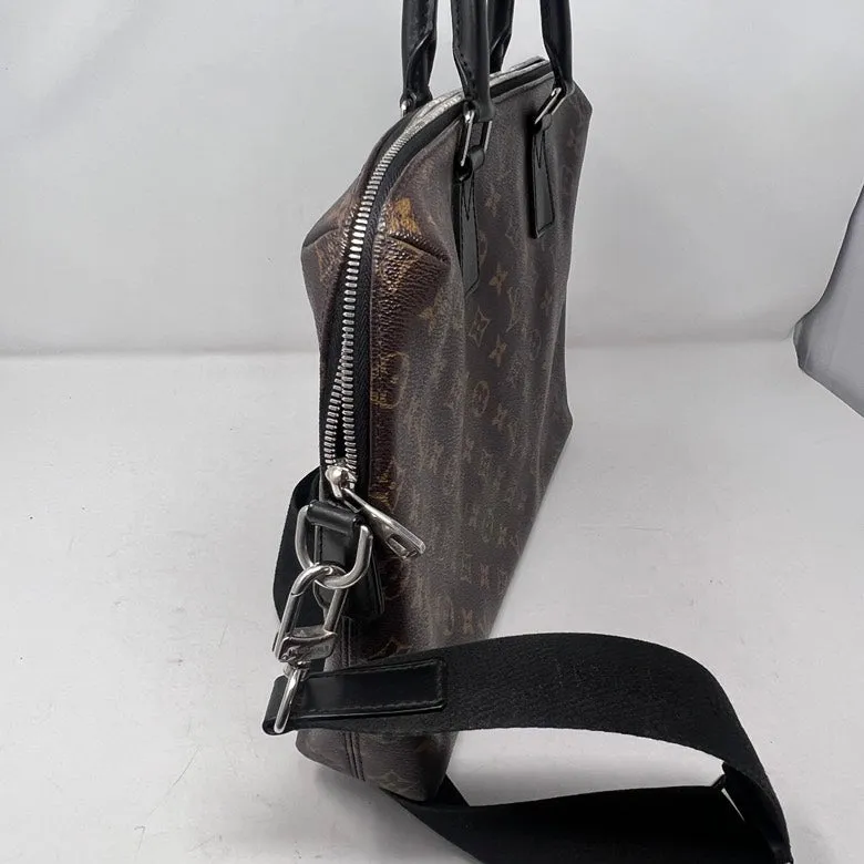LV Monogram Macassar Porte-Documents Jour Brown Shoulder Bag AF568