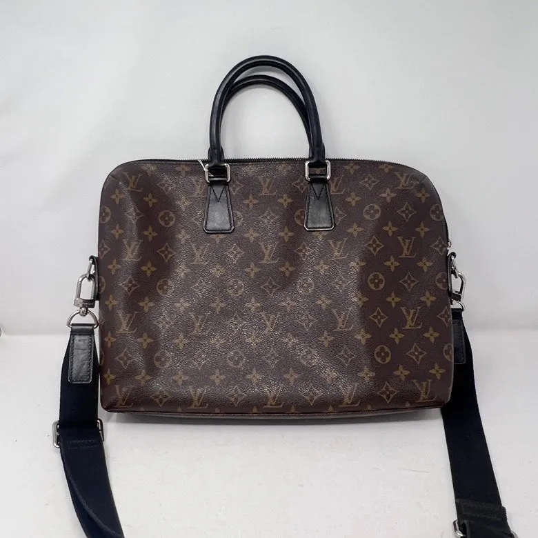 LV Monogram Macassar Porte-Documents Jour Brown Shoulder Bag AF568
