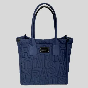 MARC JACOBS Large Quilted Logo Nylon Tote Azure Blue 4S4HTT008H02