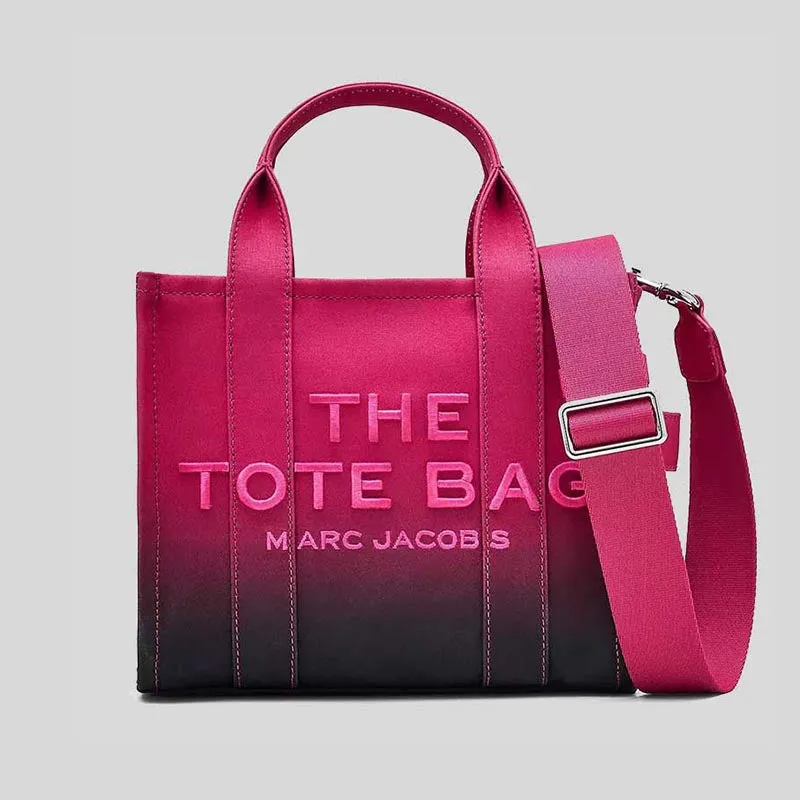MARC JACOBS The Ombre Coated Canvas Small Tote Bag Black/Hot Pink 2P4HTT051H03