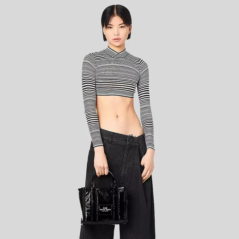 MARC JACOBS The Shiny Crinkle Small Tote Black H065L01PF22