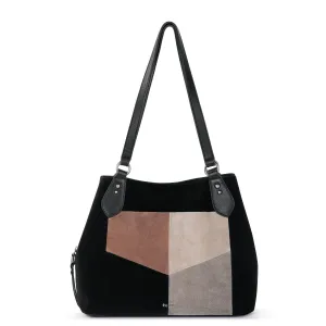 Melrose Satchel - Leather - Neutral Suede Block
