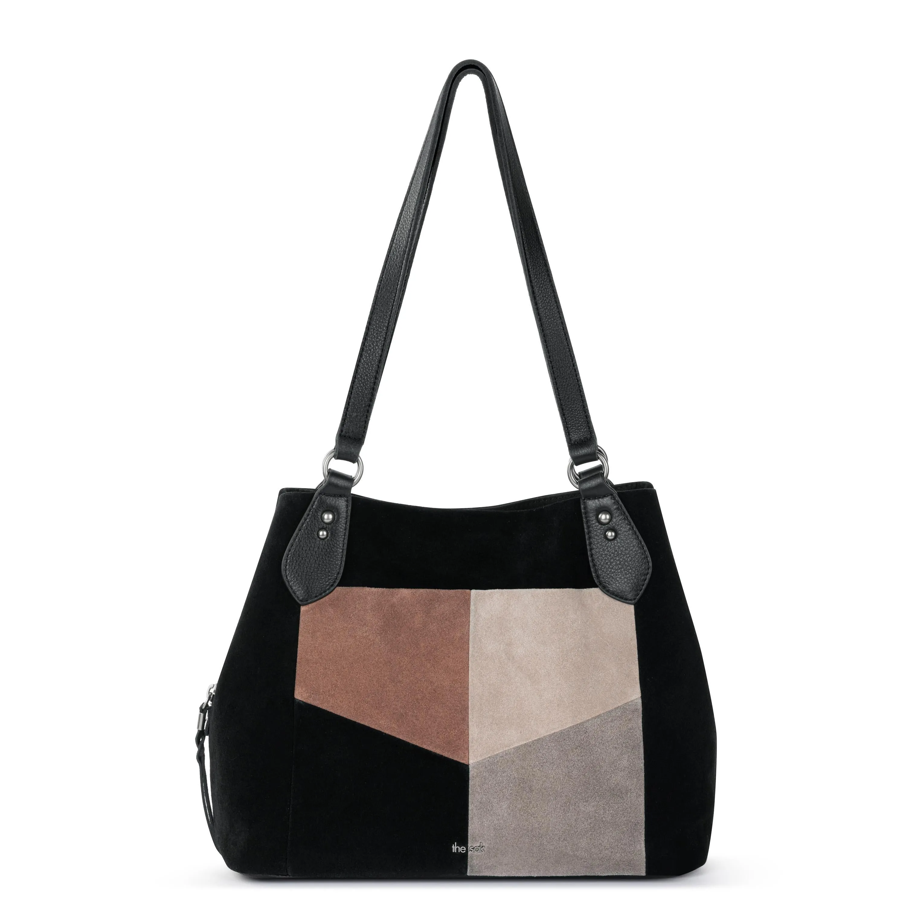 Melrose Satchel - Leather - Neutral Suede Block