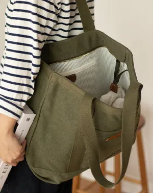 Mens Army Green Canvas Large Tote Bags Canvas Handbag Canvas Tote for Men Women