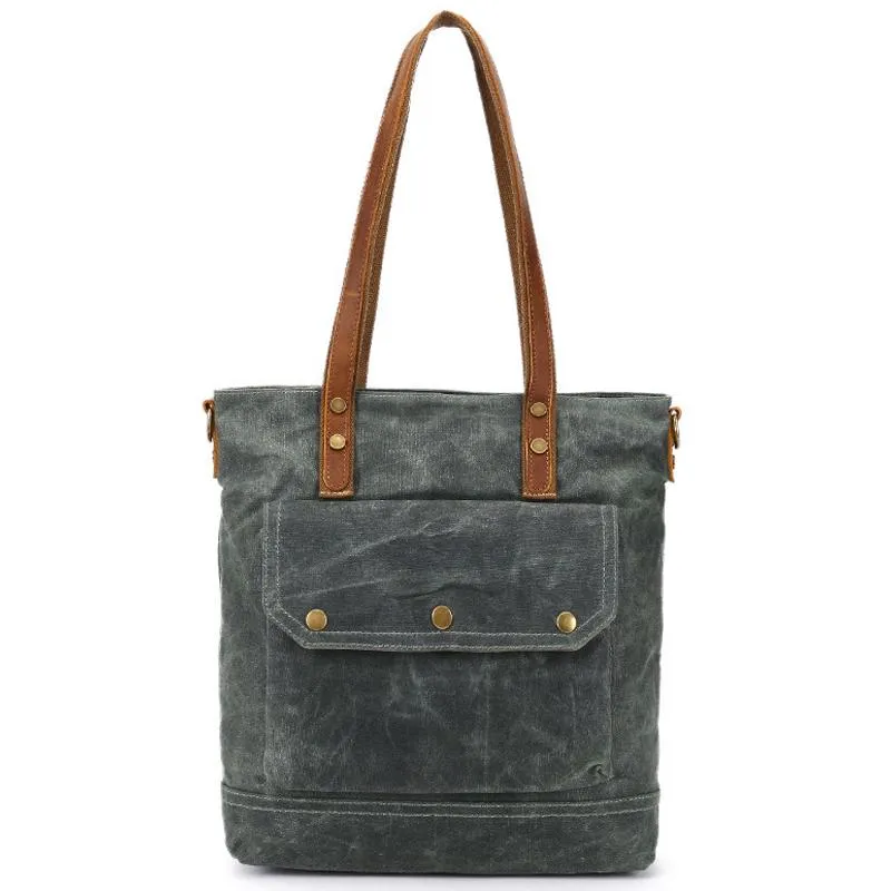 Mens Waxed Canvas Tote Bag Tote Purse Canvas Shoulder Bag for Men