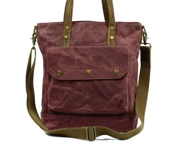 Mens Waxed Canvas Tote Bag Tote Purse Canvas Shoulder Bag for Men
