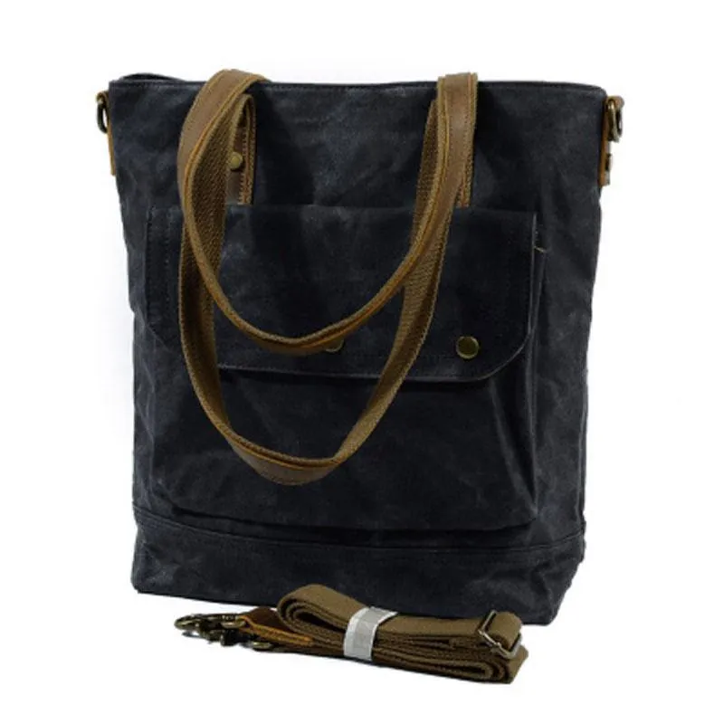 Mens Waxed Canvas Tote Bag Tote Purse Canvas Shoulder Bag for Men