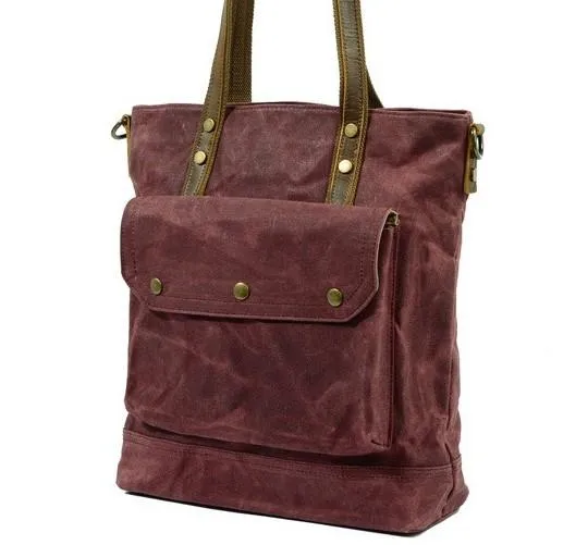 Mens Waxed Canvas Tote Bag Tote Purse Canvas Shoulder Bag for Men