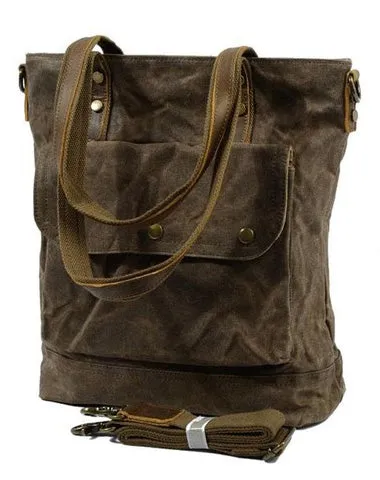 Mens Waxed Canvas Tote Bag Tote Purse Canvas Shoulder Bag for Men
