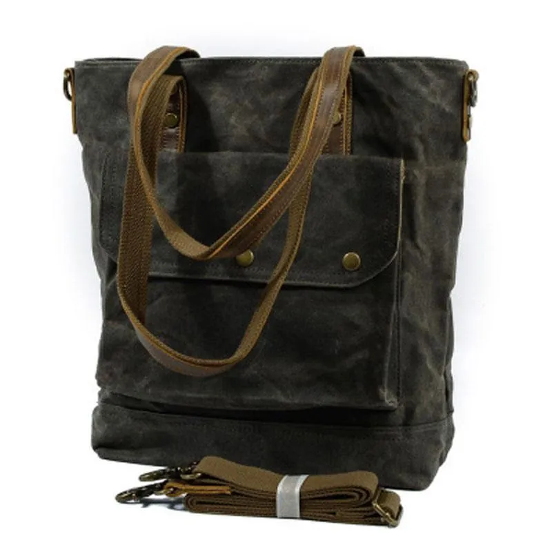 Mens Waxed Canvas Tote Bag Tote Purse Canvas Shoulder Bag for Men