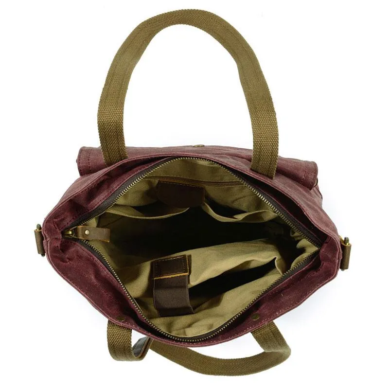 Mens Waxed Canvas Tote Bag Tote Purse Canvas Shoulder Bag for Men