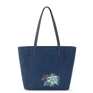 Metro Tote - Denim - Reef Seascape Embroidery