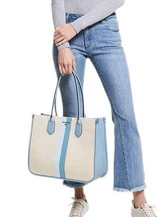 Michael Michael Kors Heidi Large Stripe Canvas Tote Bag