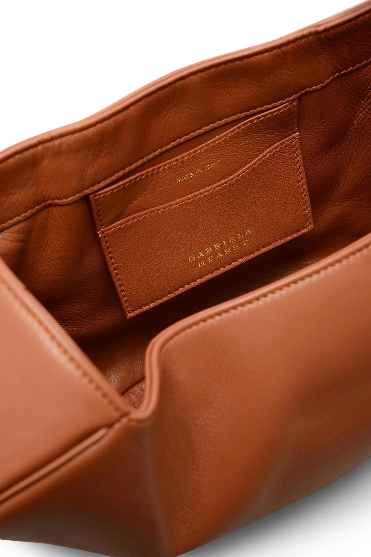 Nina Bag in Cognac Nappa Leather with Crocodile Leather Handle