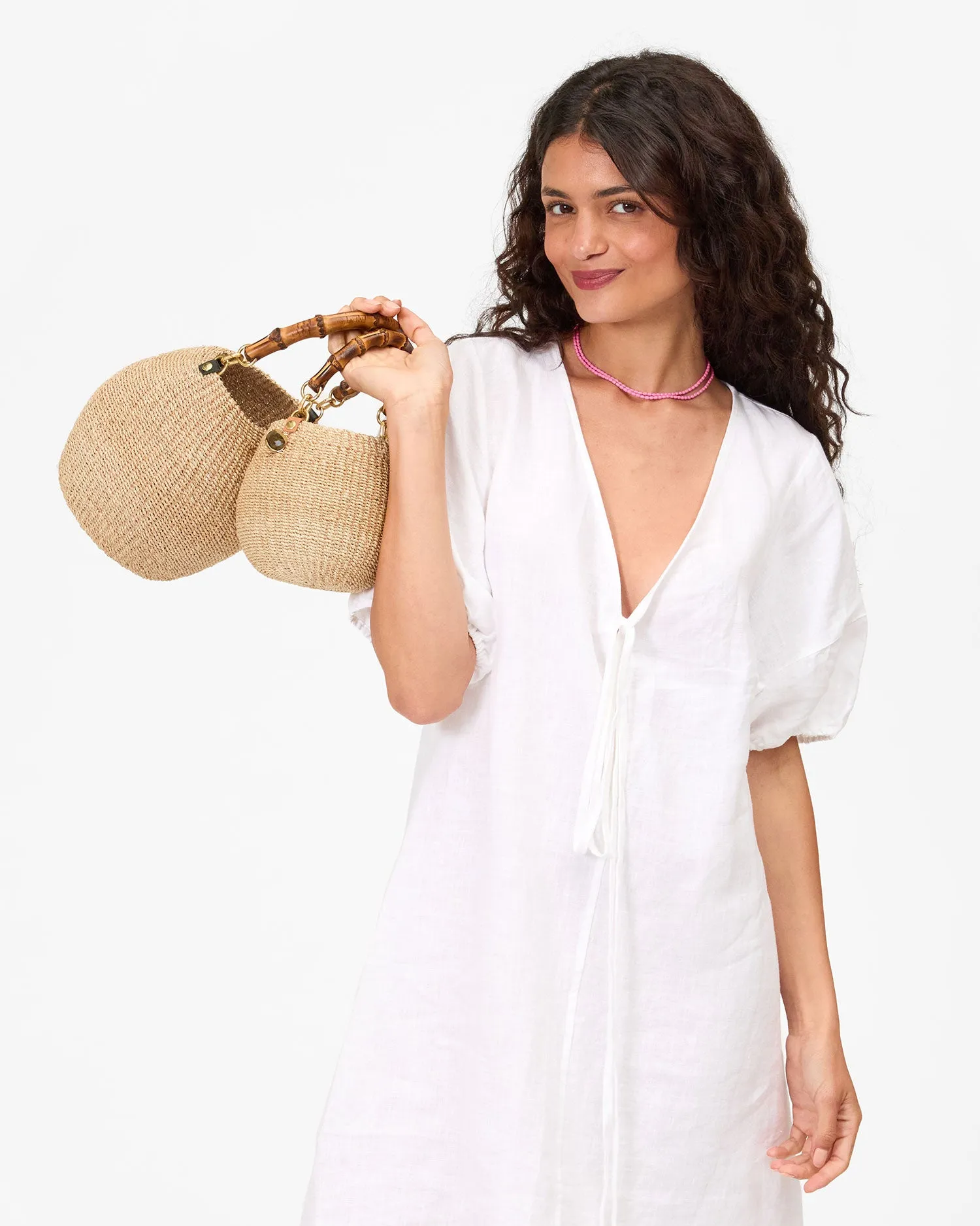 Petit Pot De Miel W/ Bamboo Handle Handbags - Top Handle - Petit Pot De Miel Cream