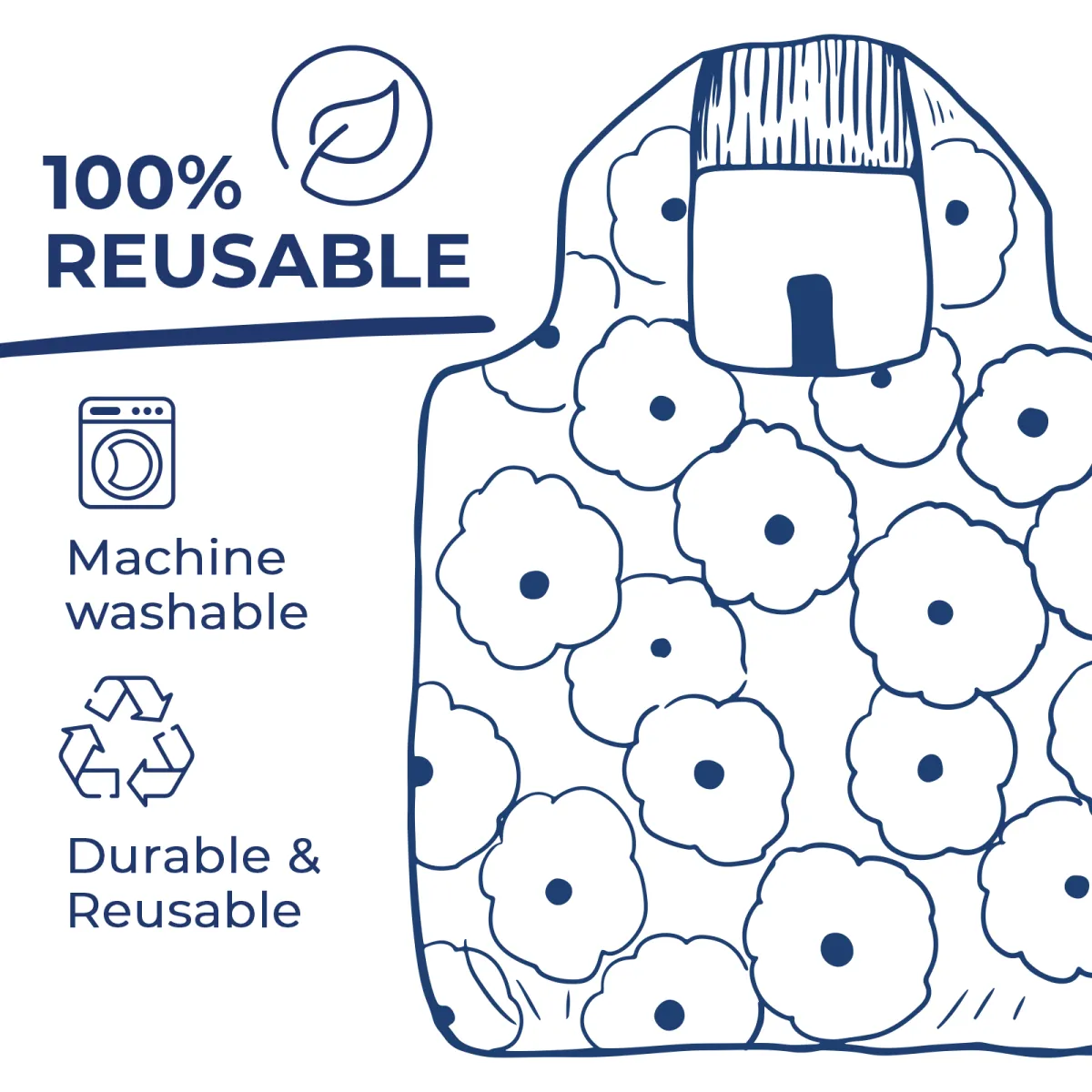 Pink Flamingos Blu Reusable Shopping Bag - Machine Washable