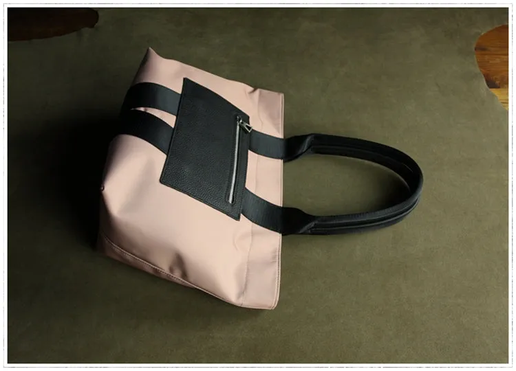 Pink Womens Nylon Shopper Tote Womens Nylon Shoulder Tote Pink Nylon Handbag Purse for Ladies