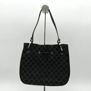 Pre-owned Gucci Black GG Canvas Drawstring Shoulder Bag gu8807db