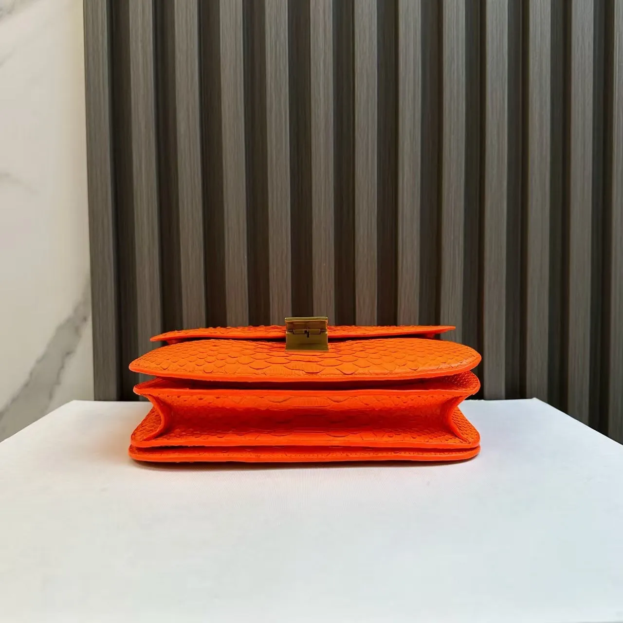 Preloved Celine Orange Exotic Leather Shoulder Bag