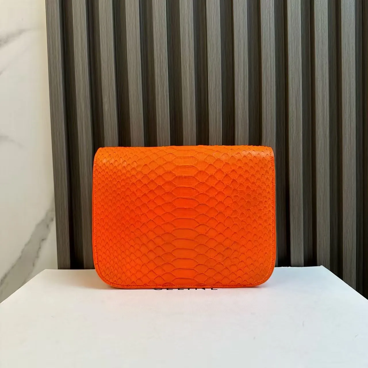 Preloved Celine Orange Exotic Leather Shoulder Bag