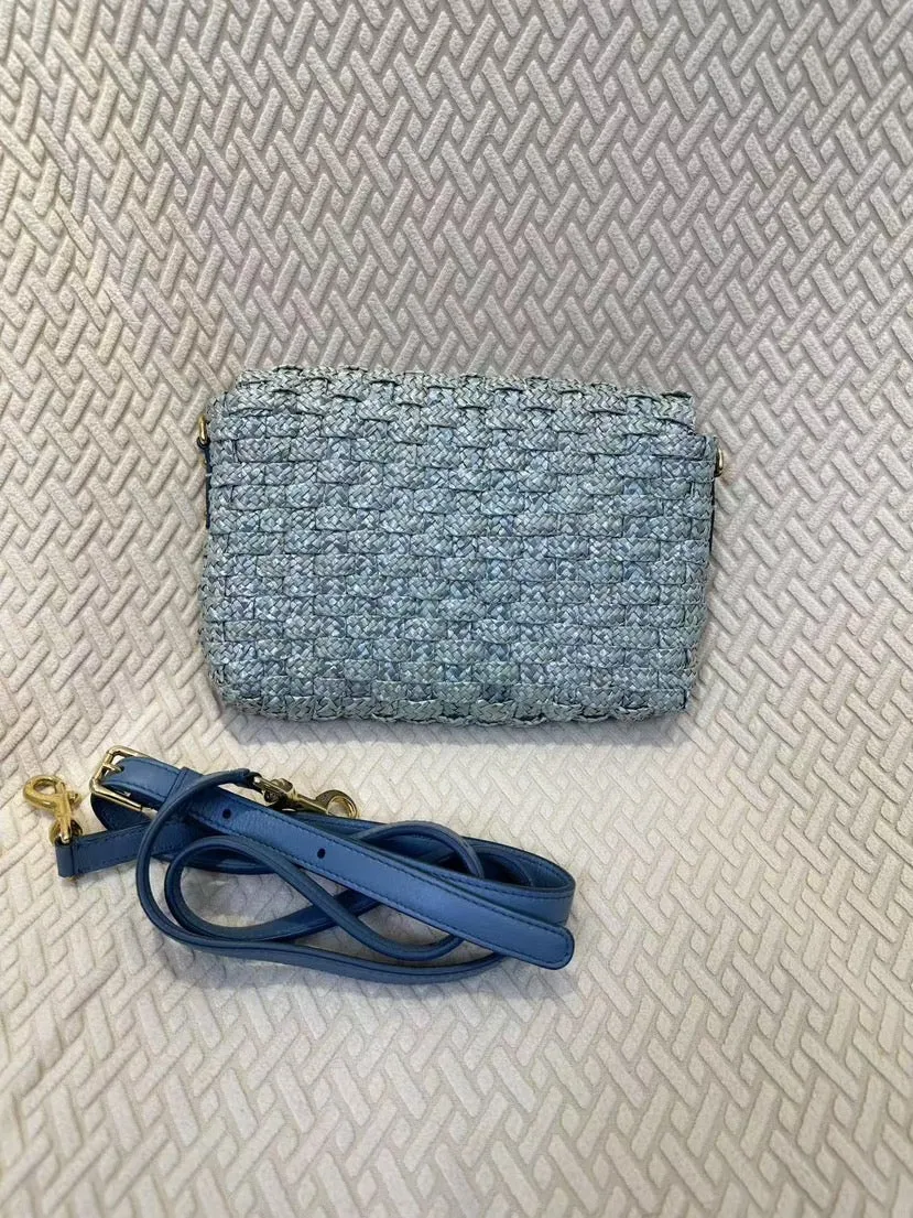 Preloved Dolce&Gabbana Woven Blue Shoulder Bag with Gold Hardware