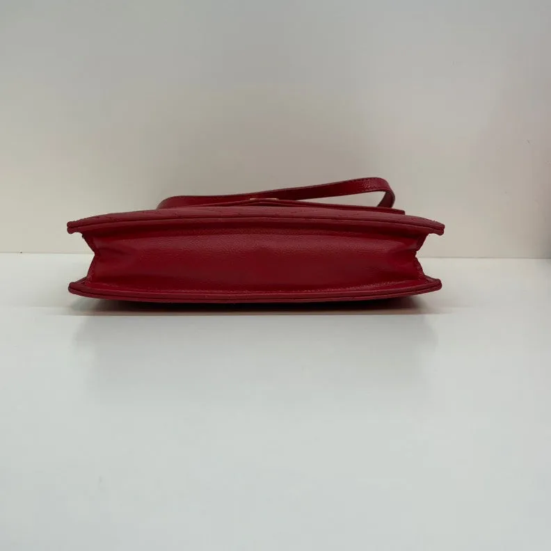 Saint Laurent Cassandra Red Caviar Chevron Quilted Shoulder Bag