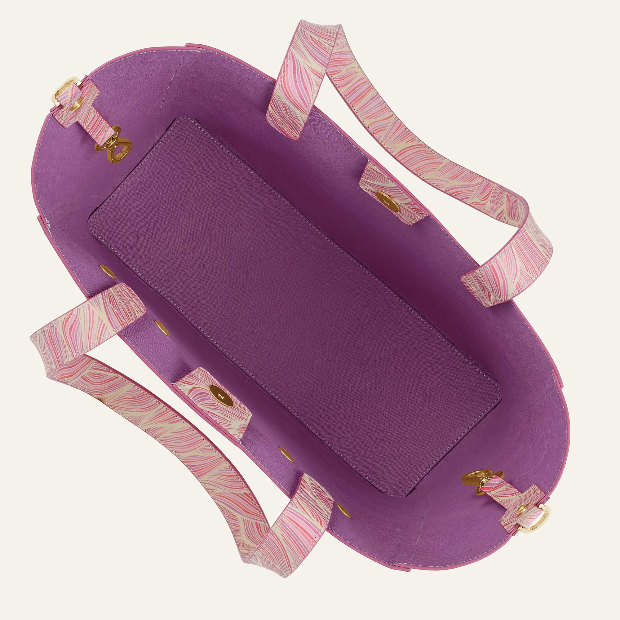 Sarah Tote | Pink Leaf with Gold hardware