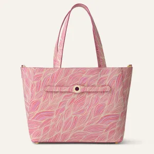 Sarah Tote | Pink Leaf with Gold hardware