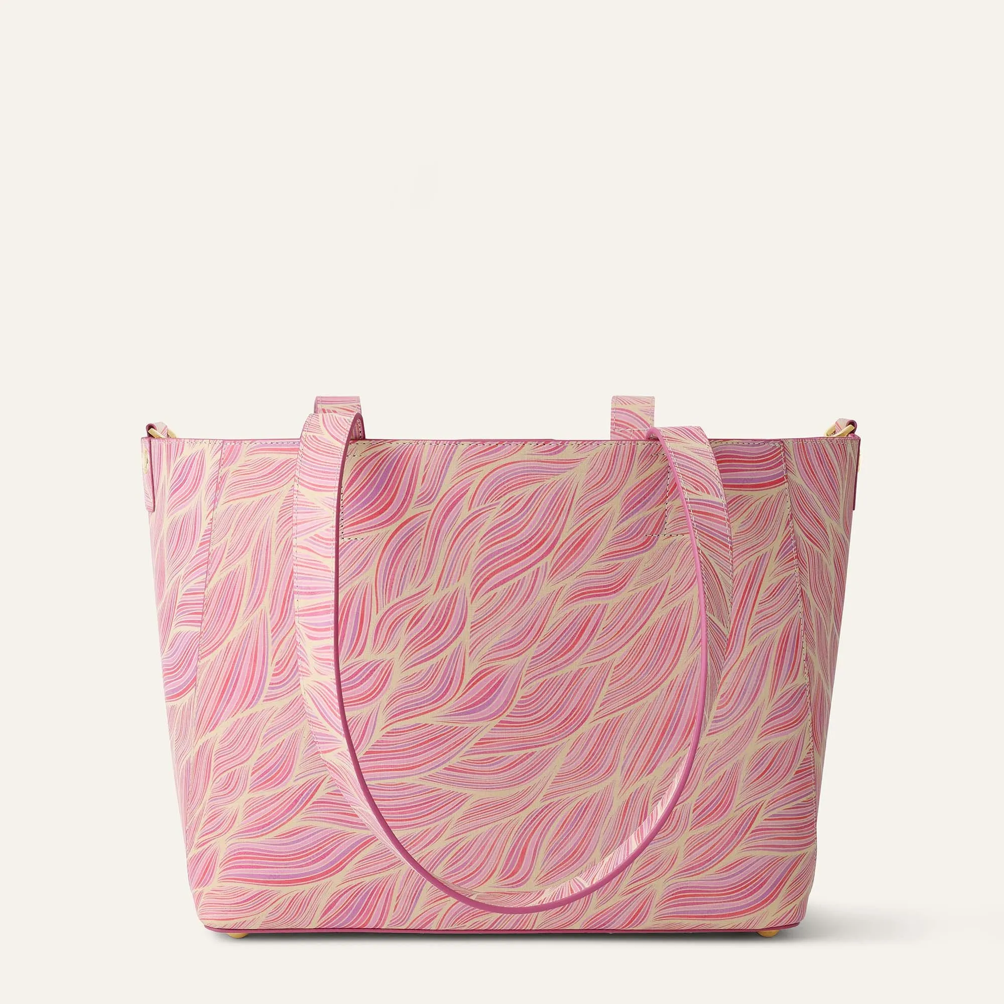 Sarah Tote | Pink Leaf with Gold hardware