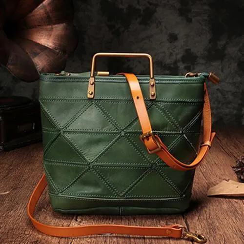Small Brown Womens Leather Tote Bags Small Tote Handbags Green Shoulder Tote Purse for Ladies