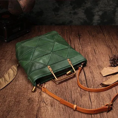Small Brown Womens Leather Tote Bags Small Tote Handbags Green Shoulder Tote Purse for Ladies