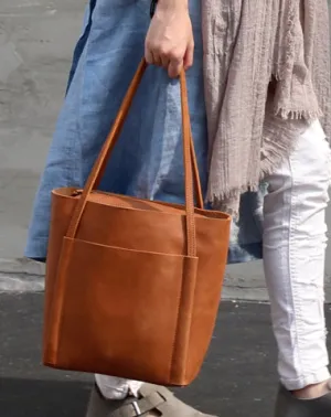 Stylish LEATHER Brown WOMEN Tote Bag Tote Shoulder Purses FOR WOMEN