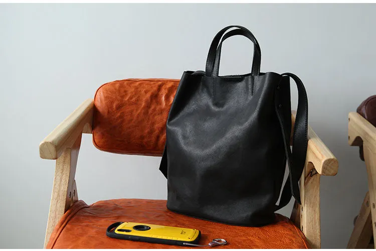 Stylish Leather Bucket Bag Large Tote Bag Shopper Barrel Bag Shoulder Bag Purse For Women