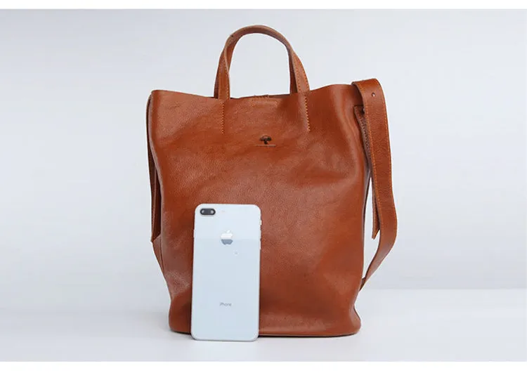 Stylish Leather Bucket Bag Large Tote Bag Shopper Barrel Bag Shoulder Bag Purse For Women