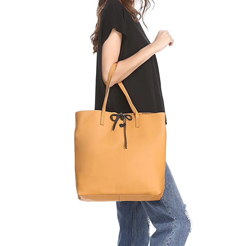 Stylish Style Black Leather Tote Bag Shopper Bag Brown Tote Purse For Women