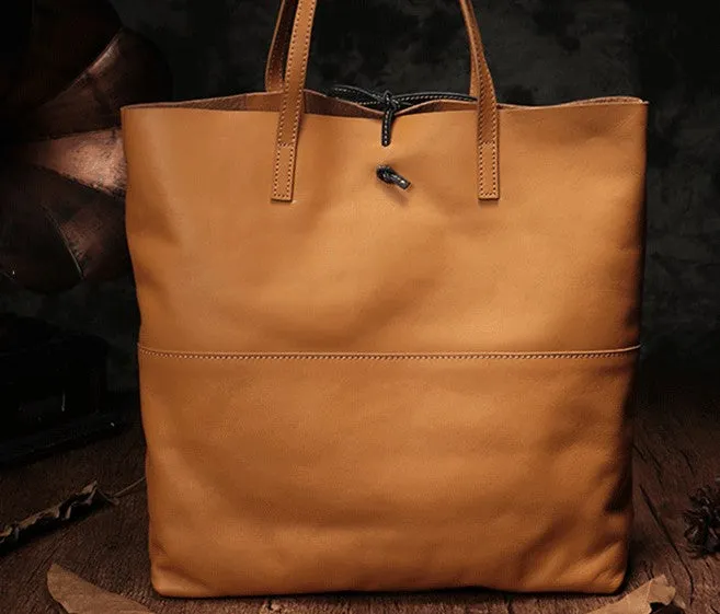 Stylish Style Black Leather Tote Bag Shopper Bag Brown Tote Purse For Women