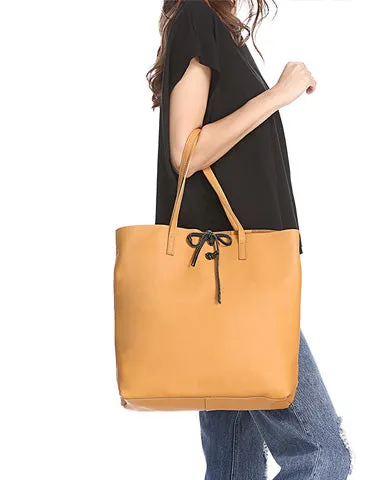 Stylish Style Black Leather Tote Bag Shopper Bag Brown Tote Purse For Women
