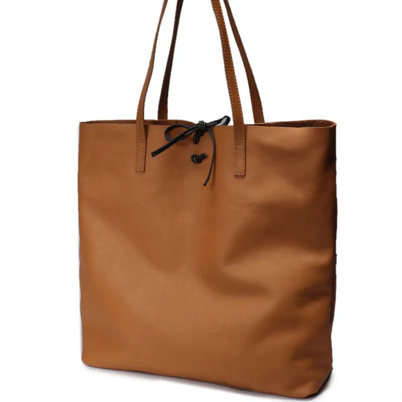 Stylish Style Black Leather Tote Bag Shopper Bag Brown Tote Purse For Women