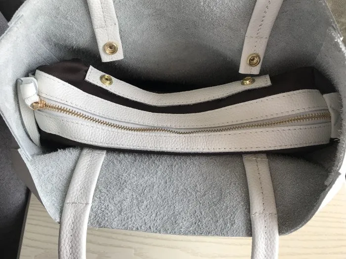 Stylish Womens White Blue Leather Tote Bag Two Colors Tote Purse White Shoulder Tote Shopper For Women