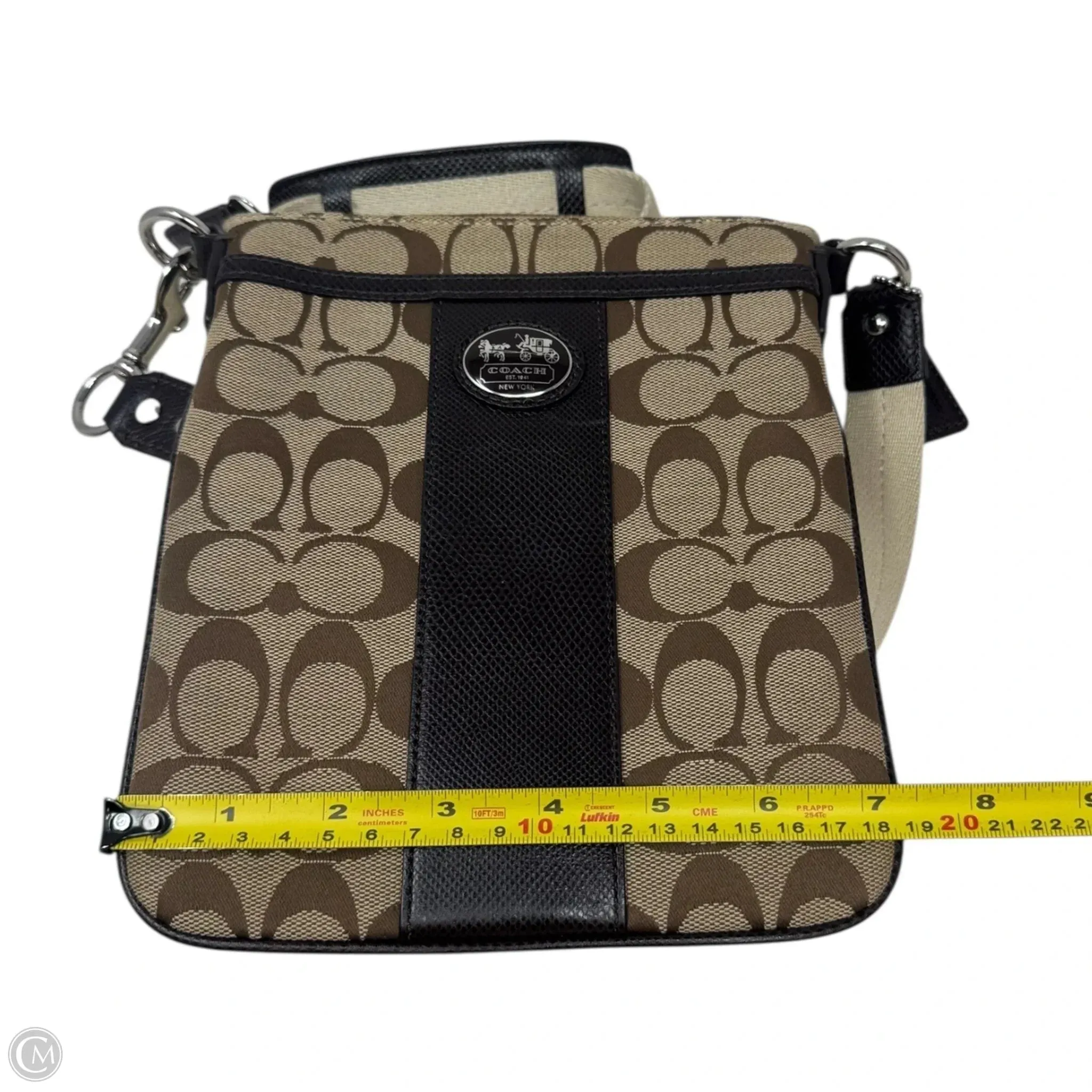 Sutton Signature Swingpack Designer By Coach In Khaki Mahogany, Size: Small
