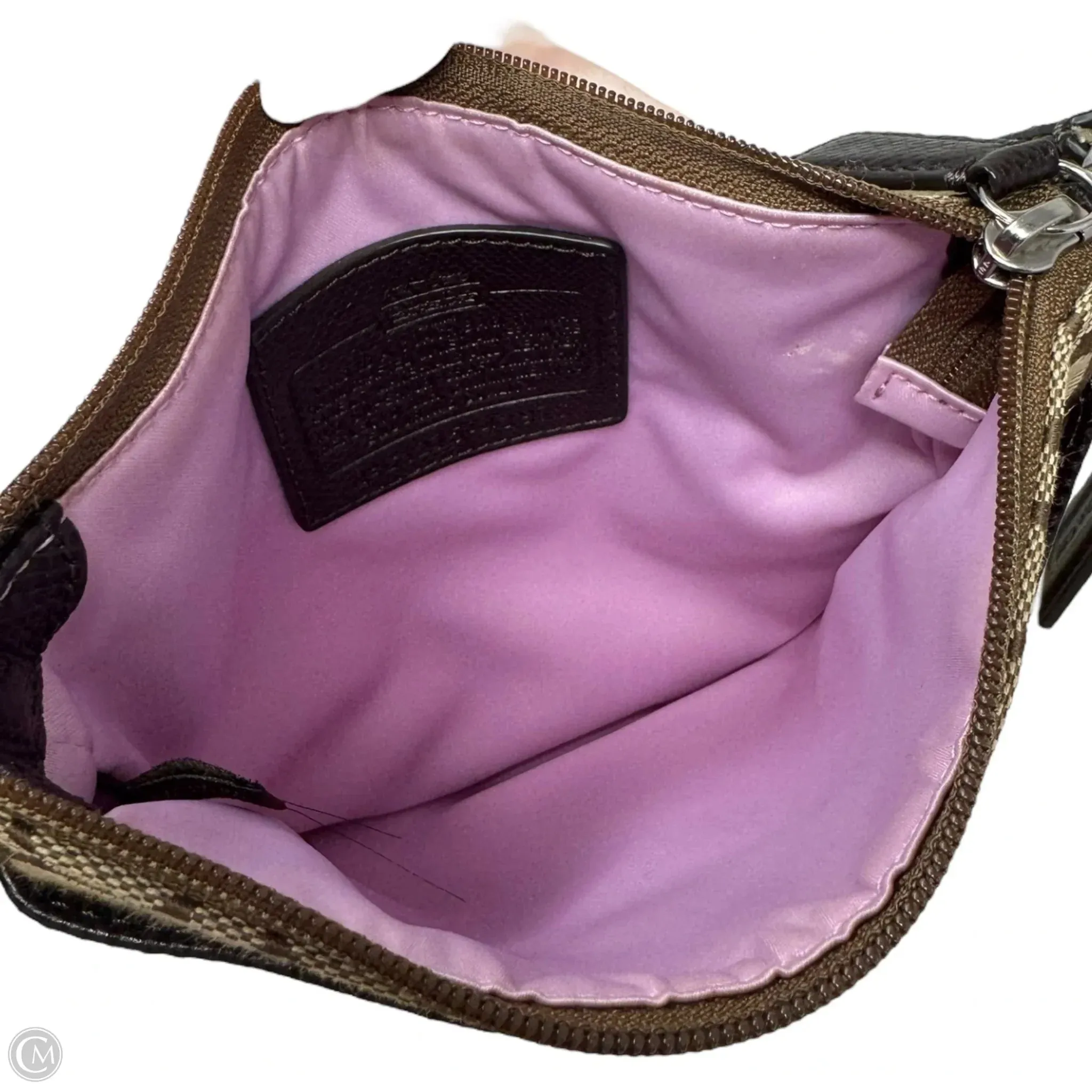 Sutton Signature Swingpack Designer By Coach In Khaki Mahogany, Size: Small