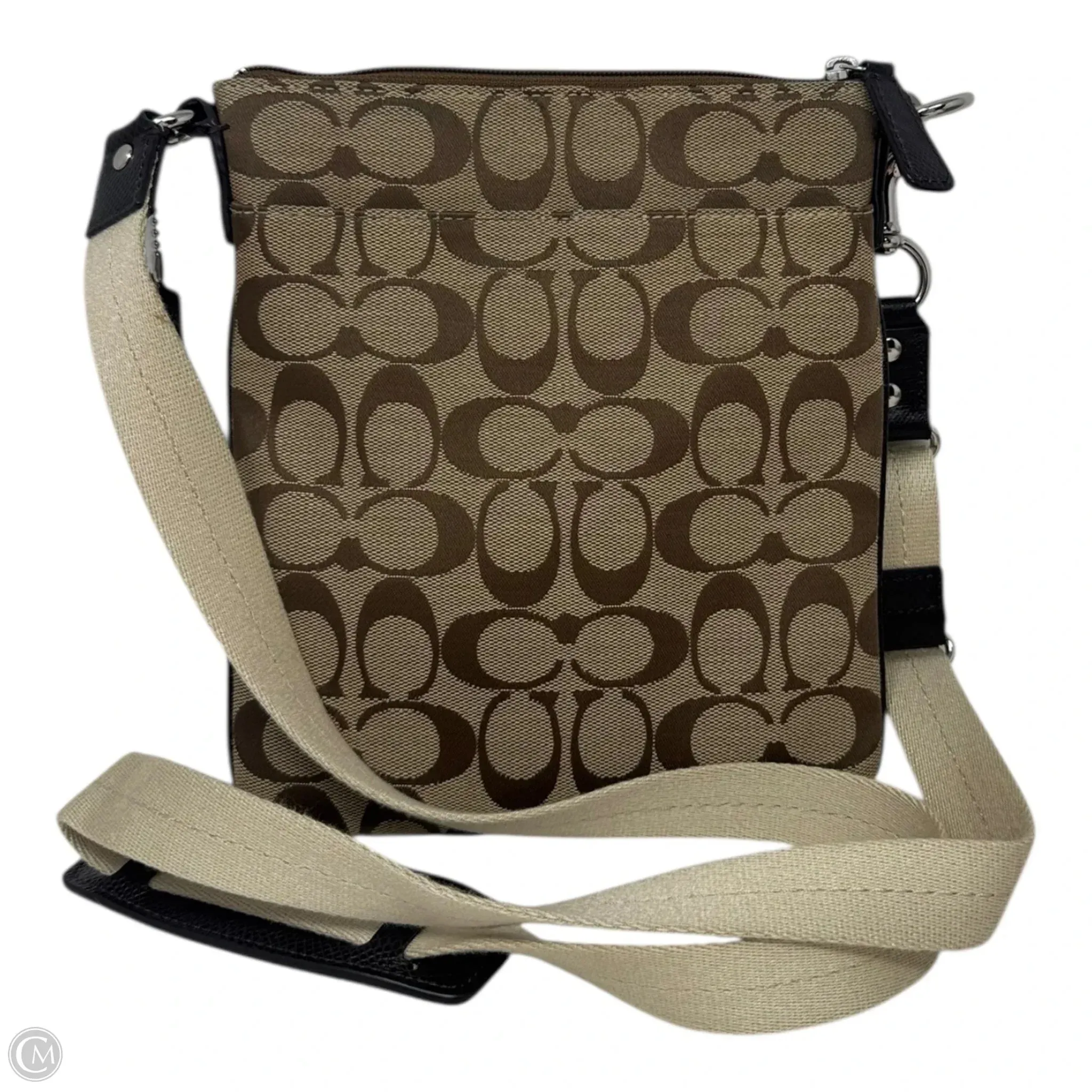 Sutton Signature Swingpack Designer By Coach In Khaki Mahogany, Size: Small