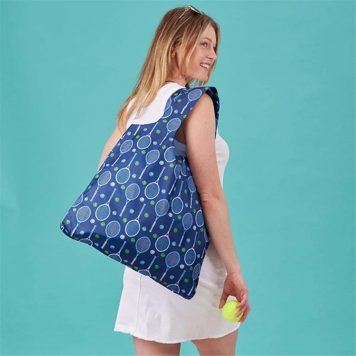 Tennis Navy blu Reusable Shopping Bag-Machine washable