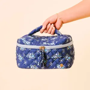 The Darling Effect - Glam & Go Quilted Cosmetic Bag, Navy Endless Daydream