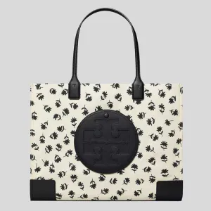 TORY BURCH Ella Black Scatter Daisy Printed Tote Bag 160932